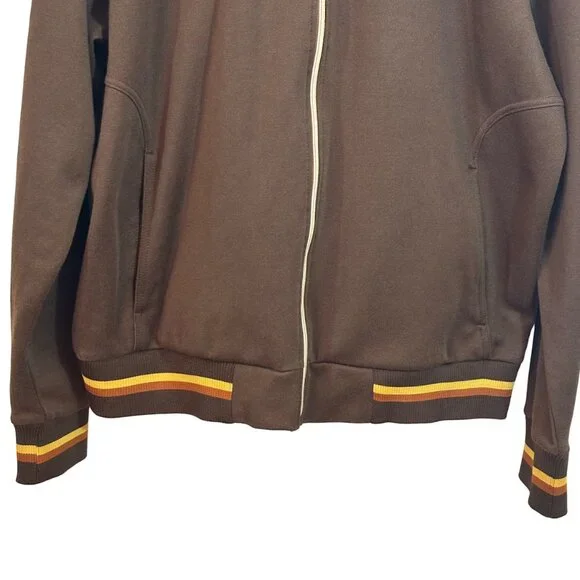 Vintage Mossimo Brown Yellow Zip Up 70's Show Look Jacket Zip Up Sz L Unisex - Picture 5 of 14